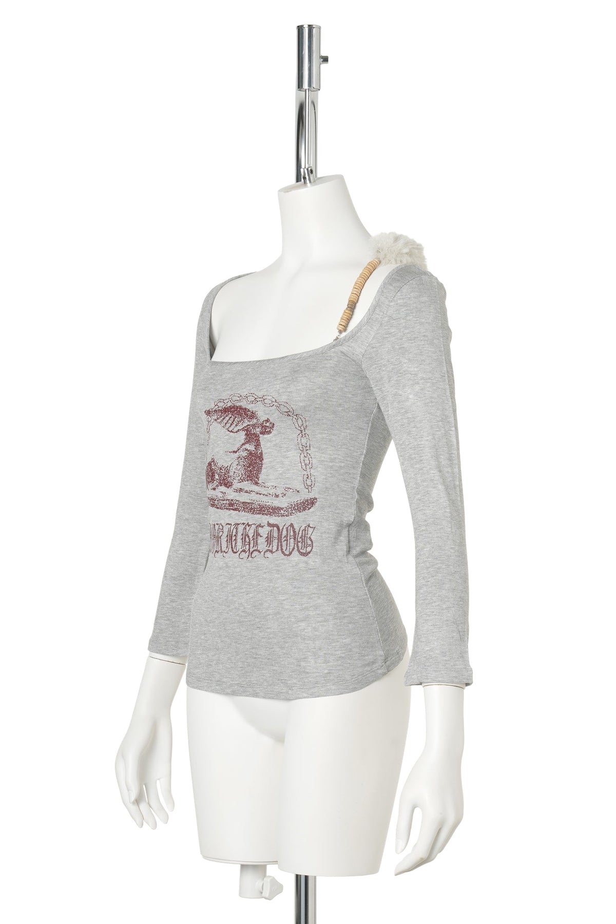 FUR STRAP TOP / GREY