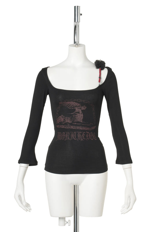 FUR STRAP TOP / BLACK