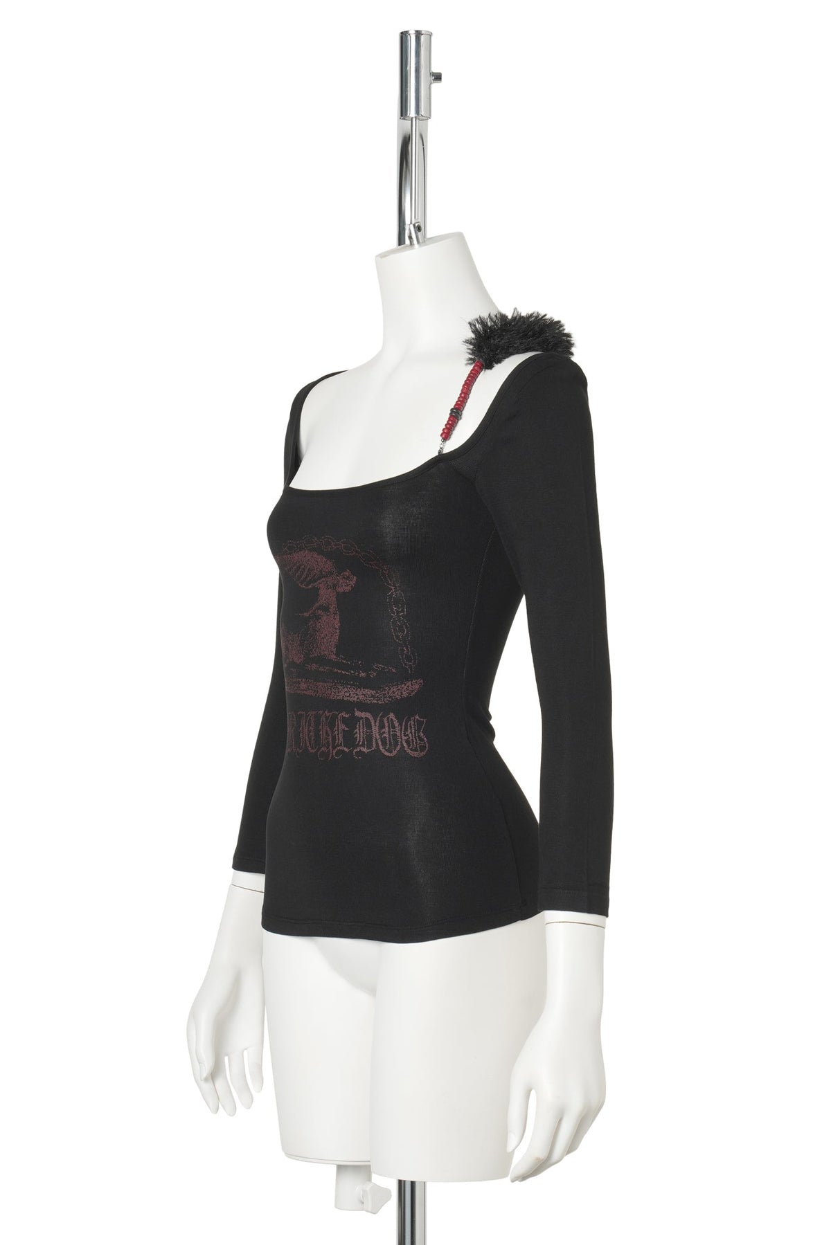 FUR STRAP TOP / BLACK