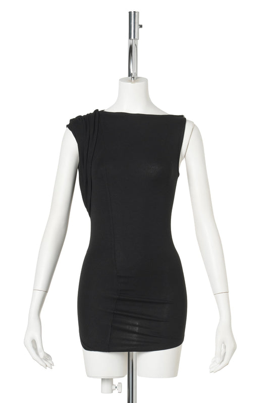 HOODED SLEEVELESS / BLACK