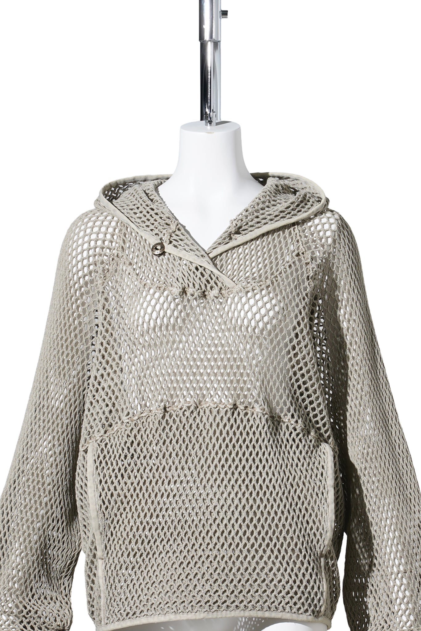 WASHED MESH HOODIE / MOSS BEIGE