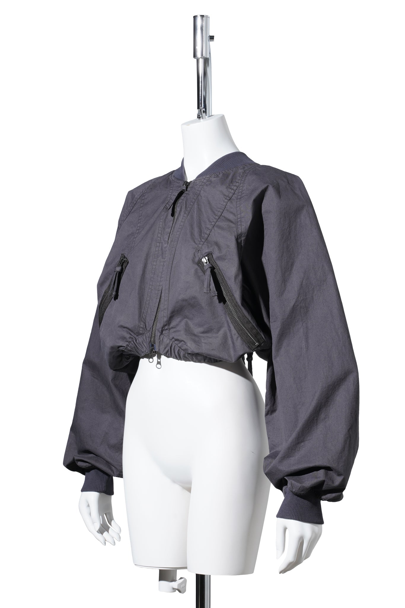 COTTON BOLERO JACKET W/ HOODIE / CHARCOAL