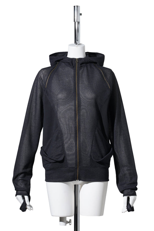 SLASHED ZIP HOODIE / MIDNIGHT