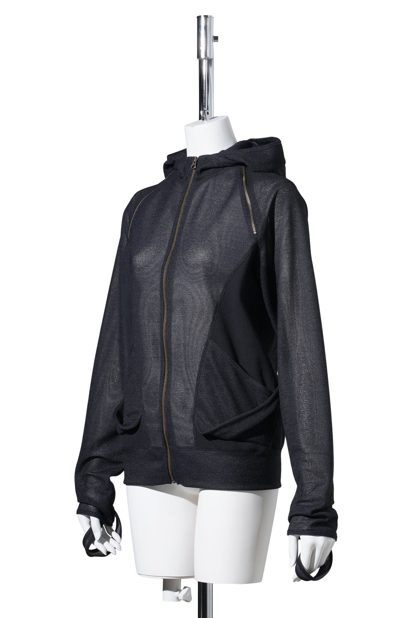 SLASHED ZIP HOODIE / MIDNIGHT