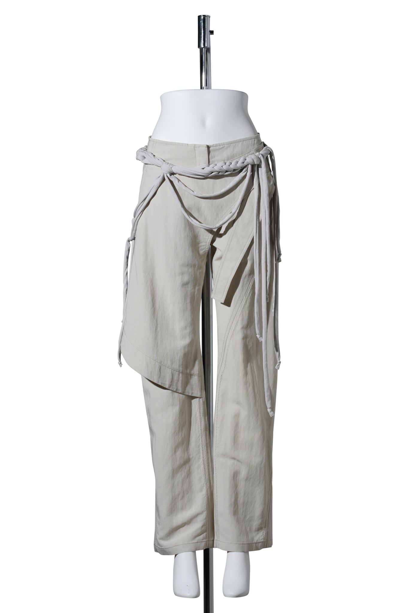 WRAP PANTS W/ MACRAME BELT / MIST GREY