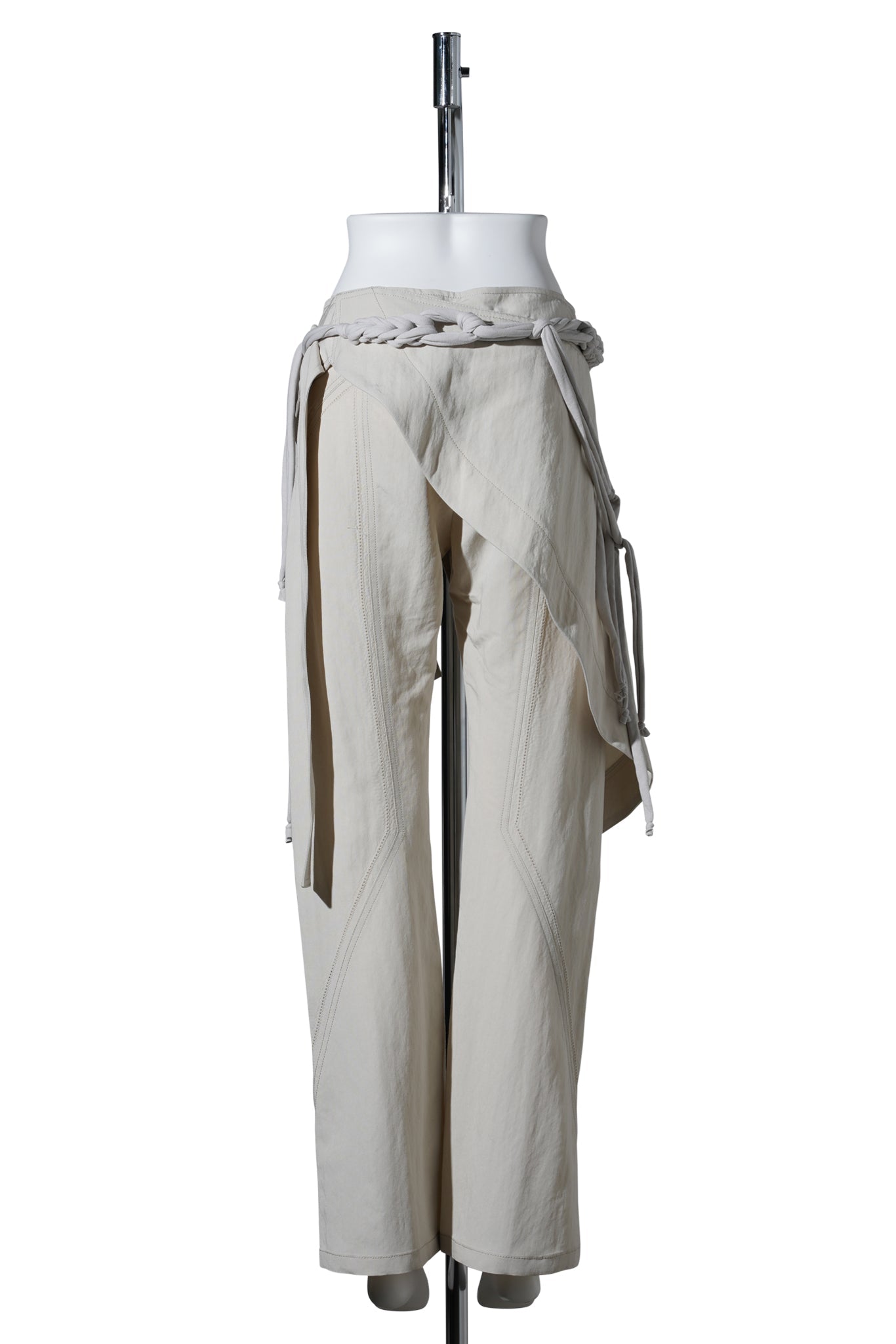 WRAP PANTS W/ MACRAME BELT / MIST GREY