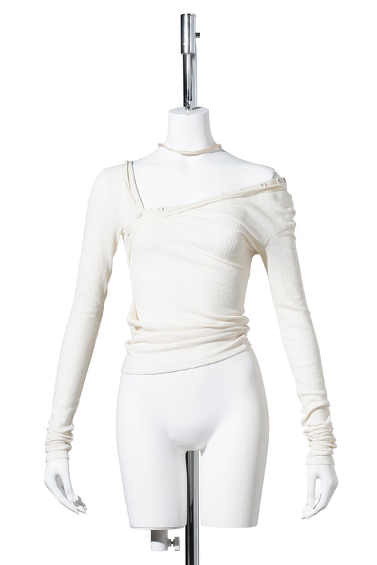 TWISTED LONG SLEEVE W/ NECKLACE / IVORY