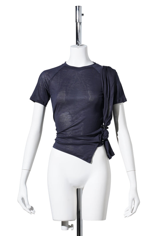 TIED ASYMMETRIC T-SHIRT / DARK NAVY