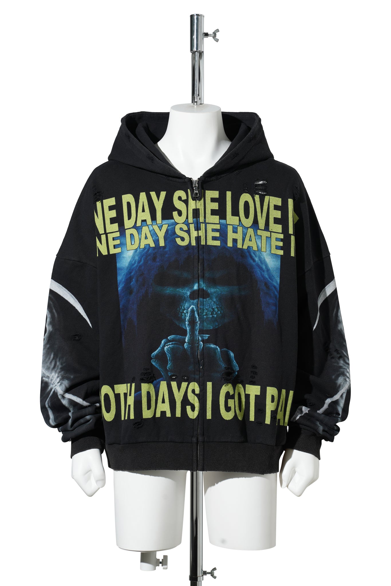 EVIL SKELETON HOODIE / BLACK