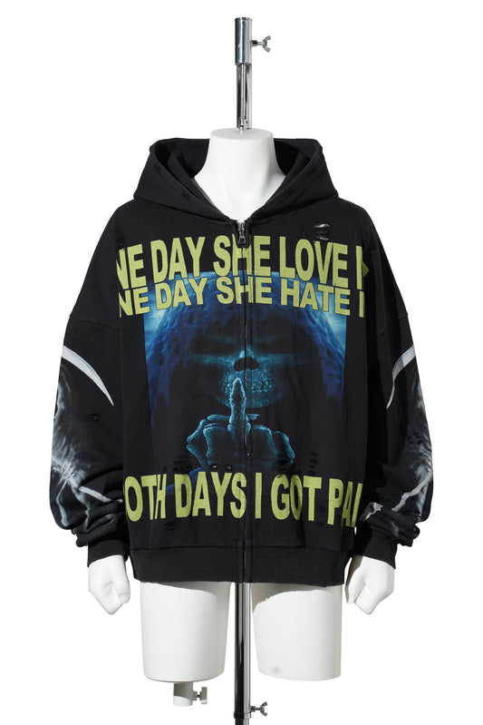 EVIL SKELETON HOODIE / BLACK