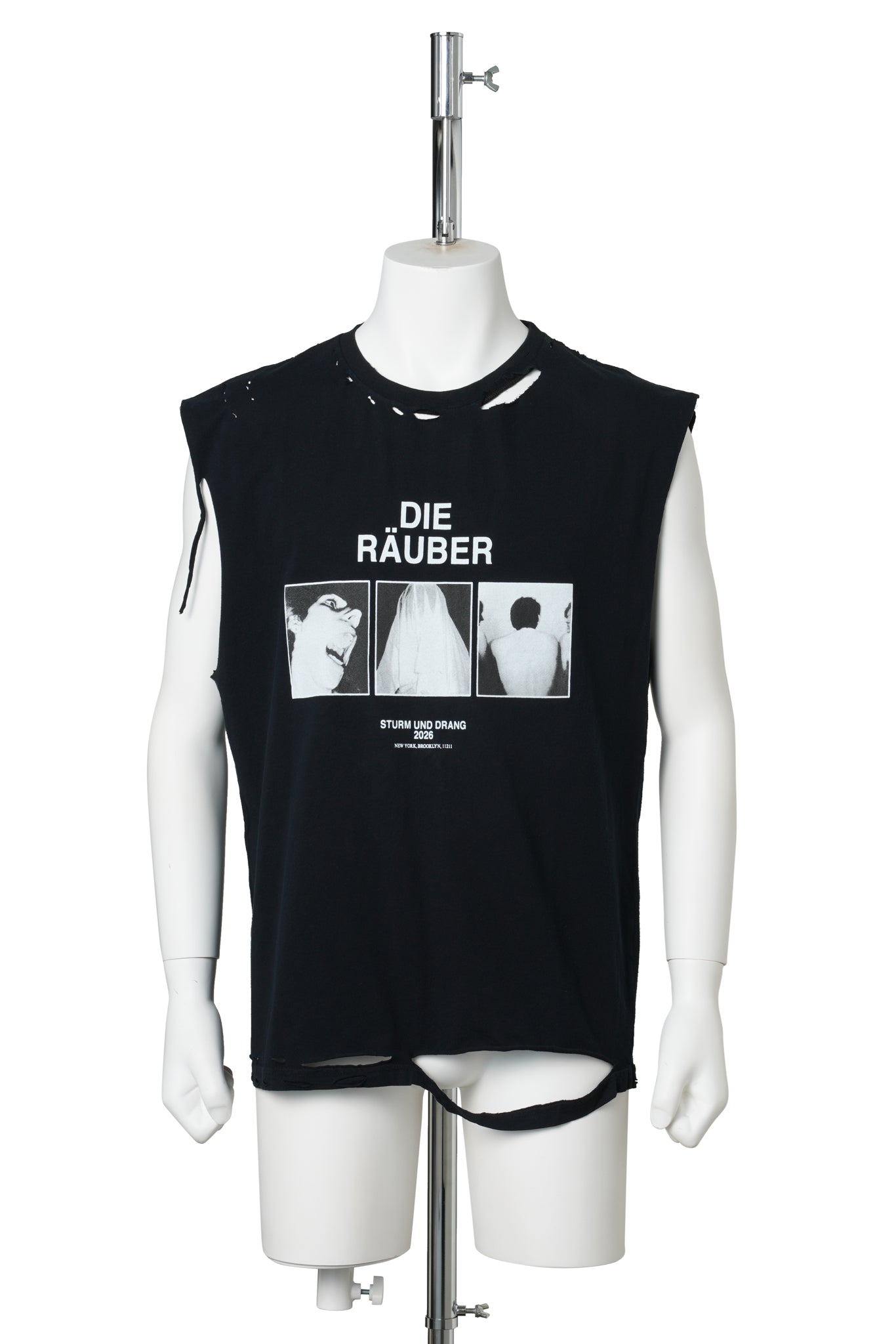 EET T-SHIRT / BLACK COTTON DISTRESSED RAEUBER