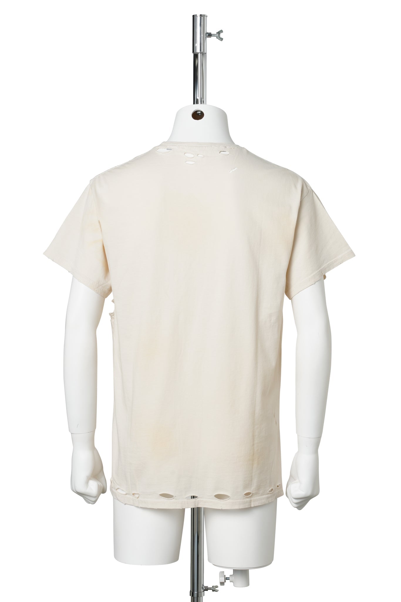 EET T-SHIRT / OFF-WHITE COTTON STAINS DISTRESSED STURM UND DRANG