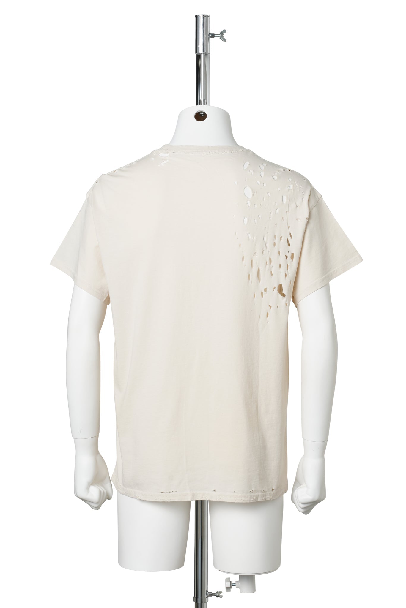 EET T-SHIRT / OFF-WHITE COTTON STAINS DISTRESSED WAS ICH BIN