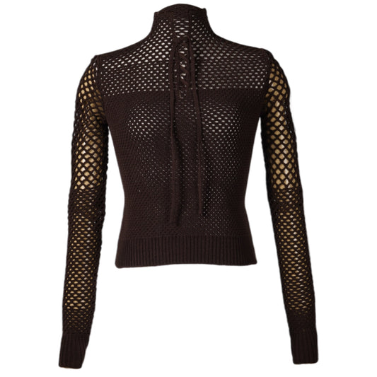 GR8 EXCLUSIVE CROPPED LACE-UP CHOCHED POLO TOP / COFFEE