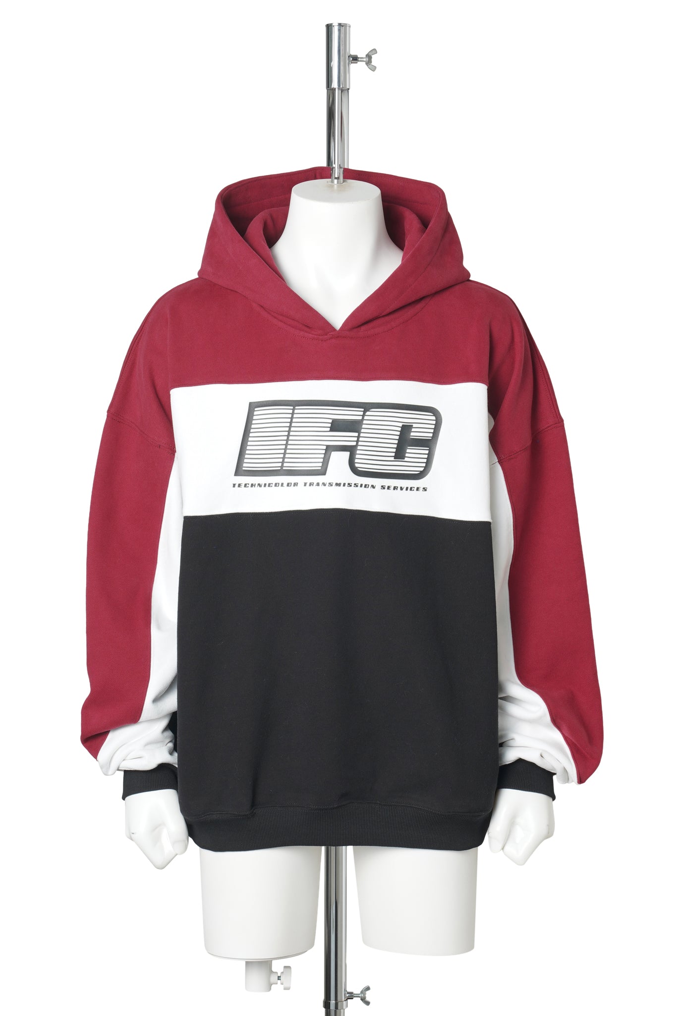 TECHNICOLOR PUPIL PULLOVER HOODIE / BLACK/WHITE/BURGUNDY