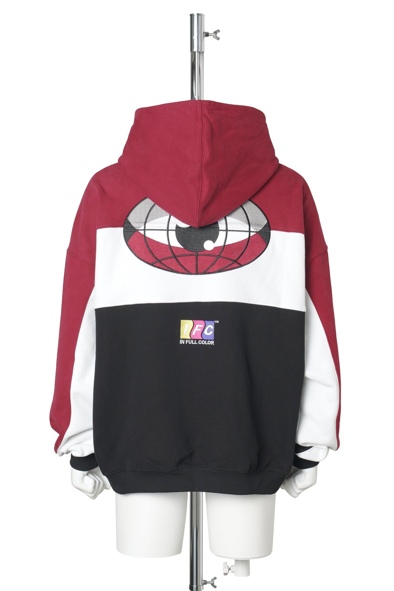 TECHNICOLOR PUPIL PULLOVER HOODIE / BLACK/WHITE/BURGUNDY