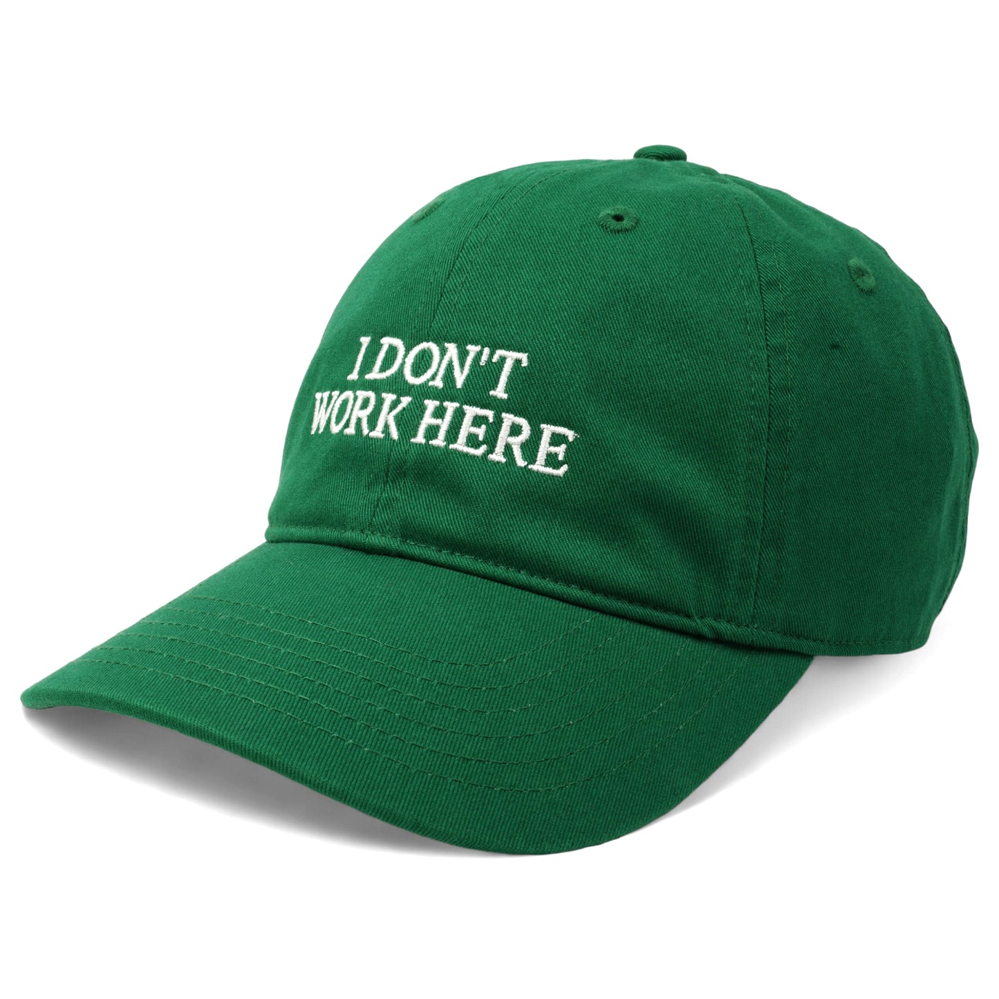 SORRY I DON'T WORK HERE HAT / GREEN+WHITE EMBROIDERY