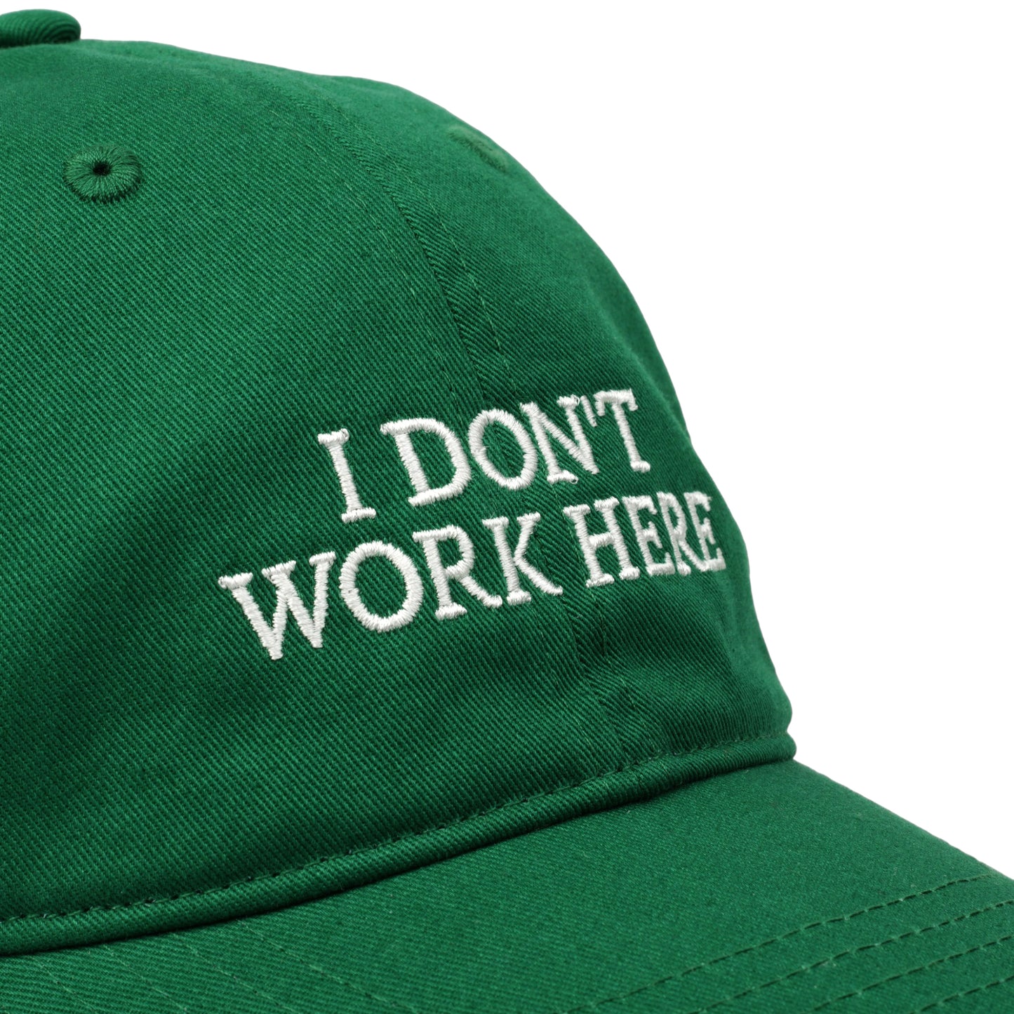 SORRY I DON'T WORK HERE HAT / GREEN+WHITE EMBROIDERY