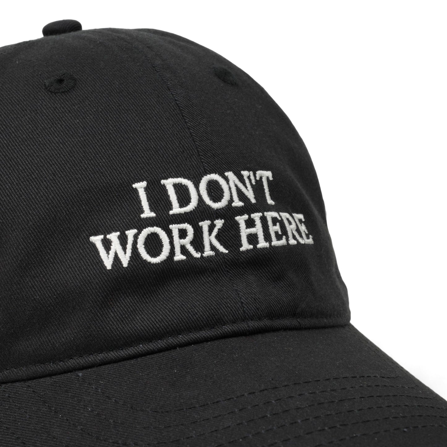 SORRY I DON'T WORK HERE HAT / BLACK+WHITE EMBROIDERY