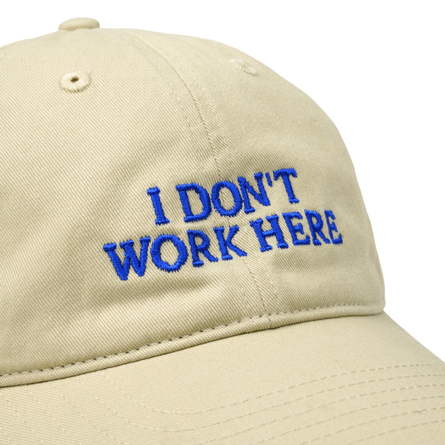 SORRY I DON'T WORK HERE HAT / BEIGE BLUE+BLUE EMBROIDERY