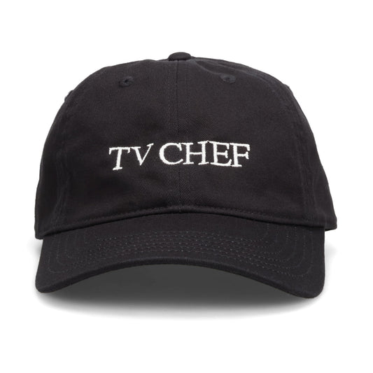 TV CHEF HAT / BLACK + WHITE EMBROIDERY
