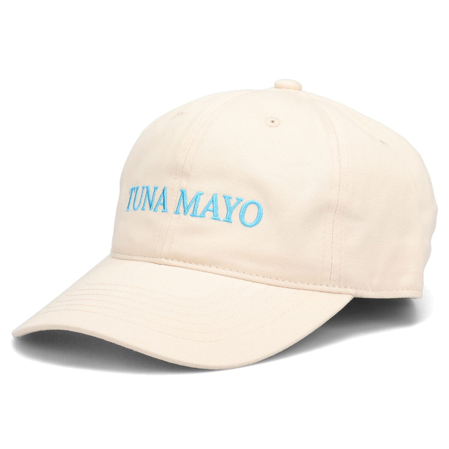 TUNA MAYO HAT / BEIGE + AQUA BLUE EMBROIDERY