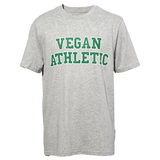 VEGAN ATHLETIC T-SHIRT / HEATHER GREY + SCREENPRINT