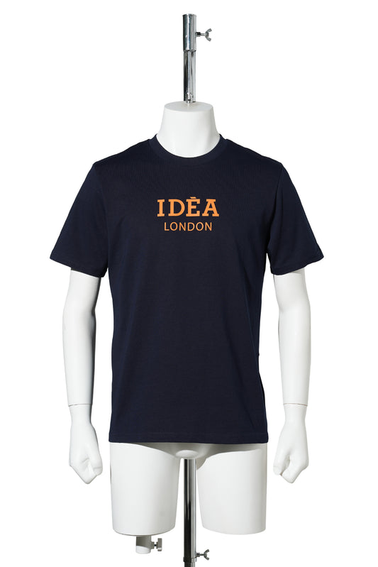 IDÉA LONDON T-SHIRT / NAVY + ORANGE SCREENPRINT