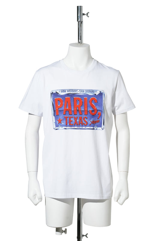 PARIS, TEXAS LICENSE PLATE T-SHIRT / WHITE + SCREENPRINT
