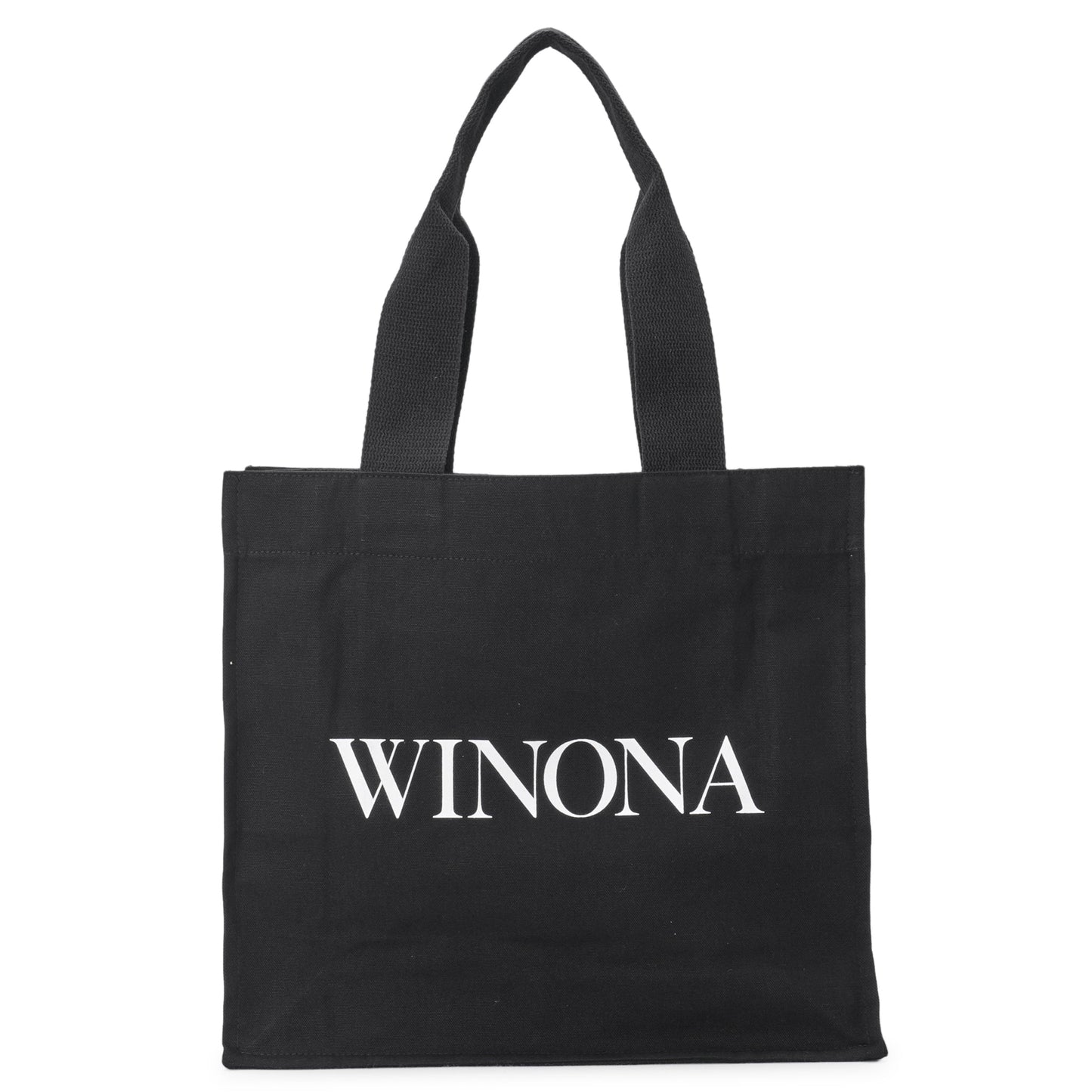 WINONA BAG / BLACK CANVAS WITH WHITE SCREENPRINT