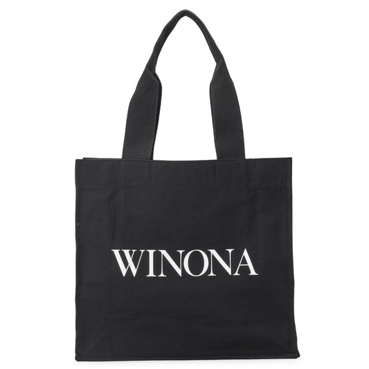 WINONA BAG / BLACK CANVAS WITH WHITE SCREENPRINT