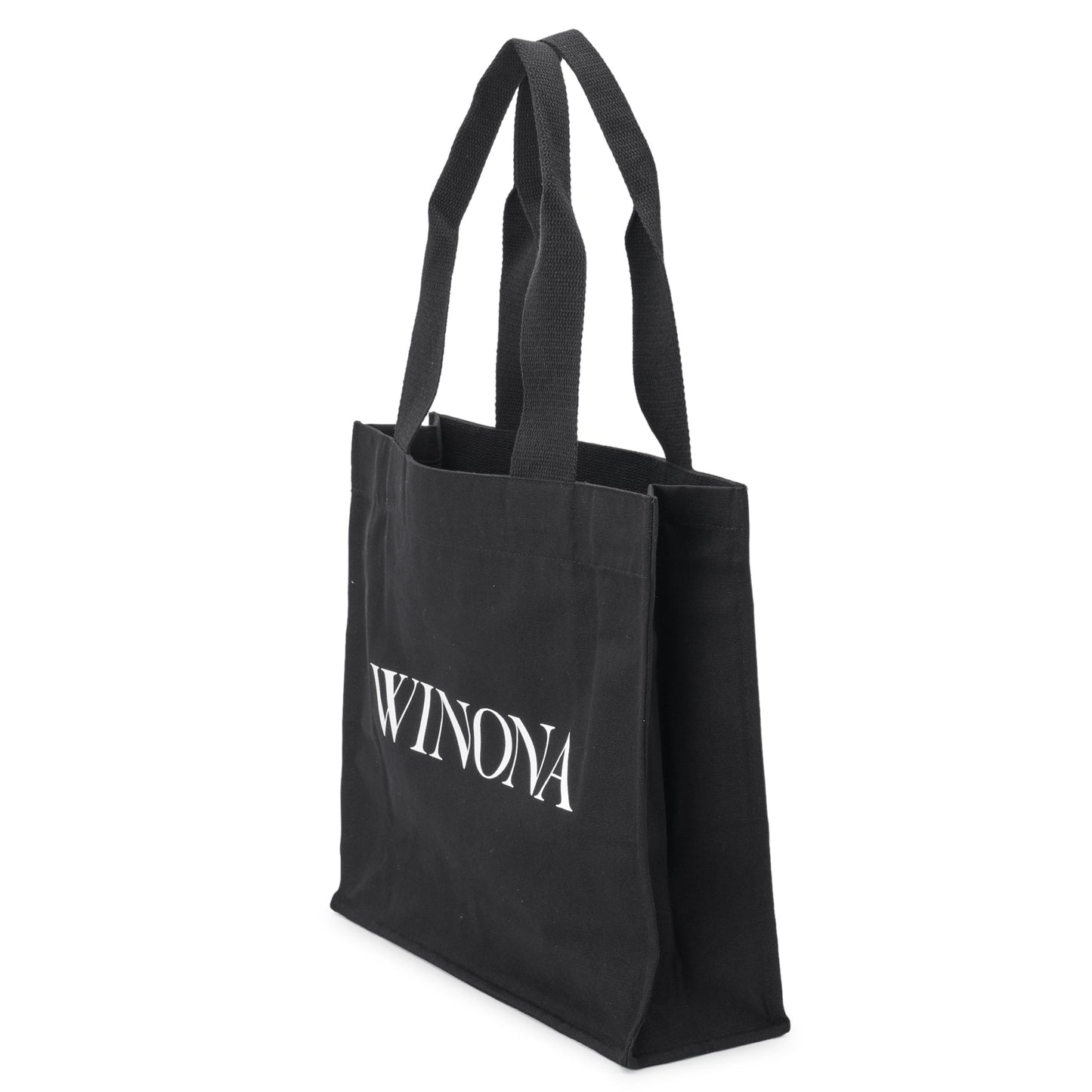 WINONA BAG / BLACK CANVAS WITH WHITE SCREENPRINT