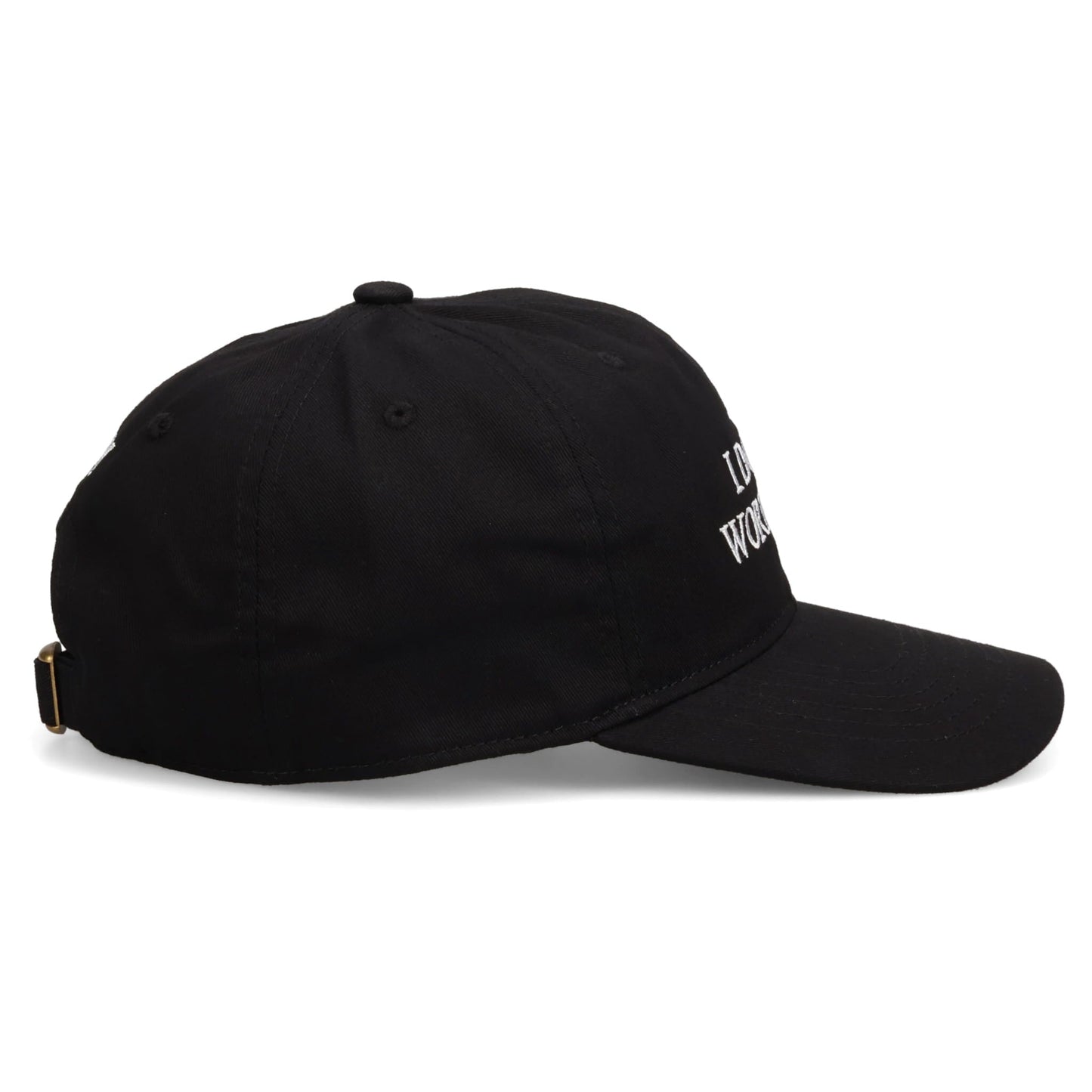 SORRY I DON'T WORK HERE HAT / BLACK + WHITE EMBROIDERY