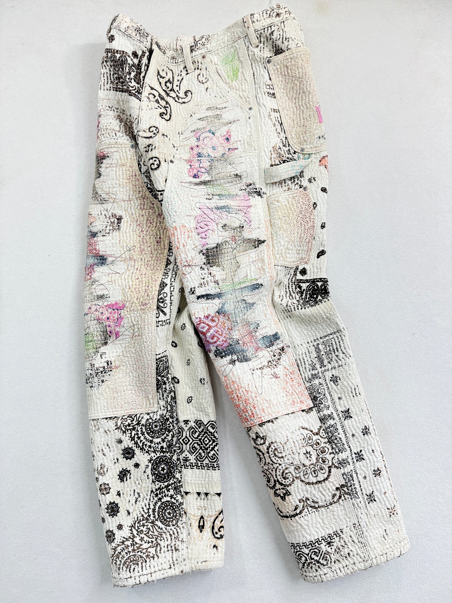 UROBOROS DOUBLE KNEE PAINTER PANTS / WHITE