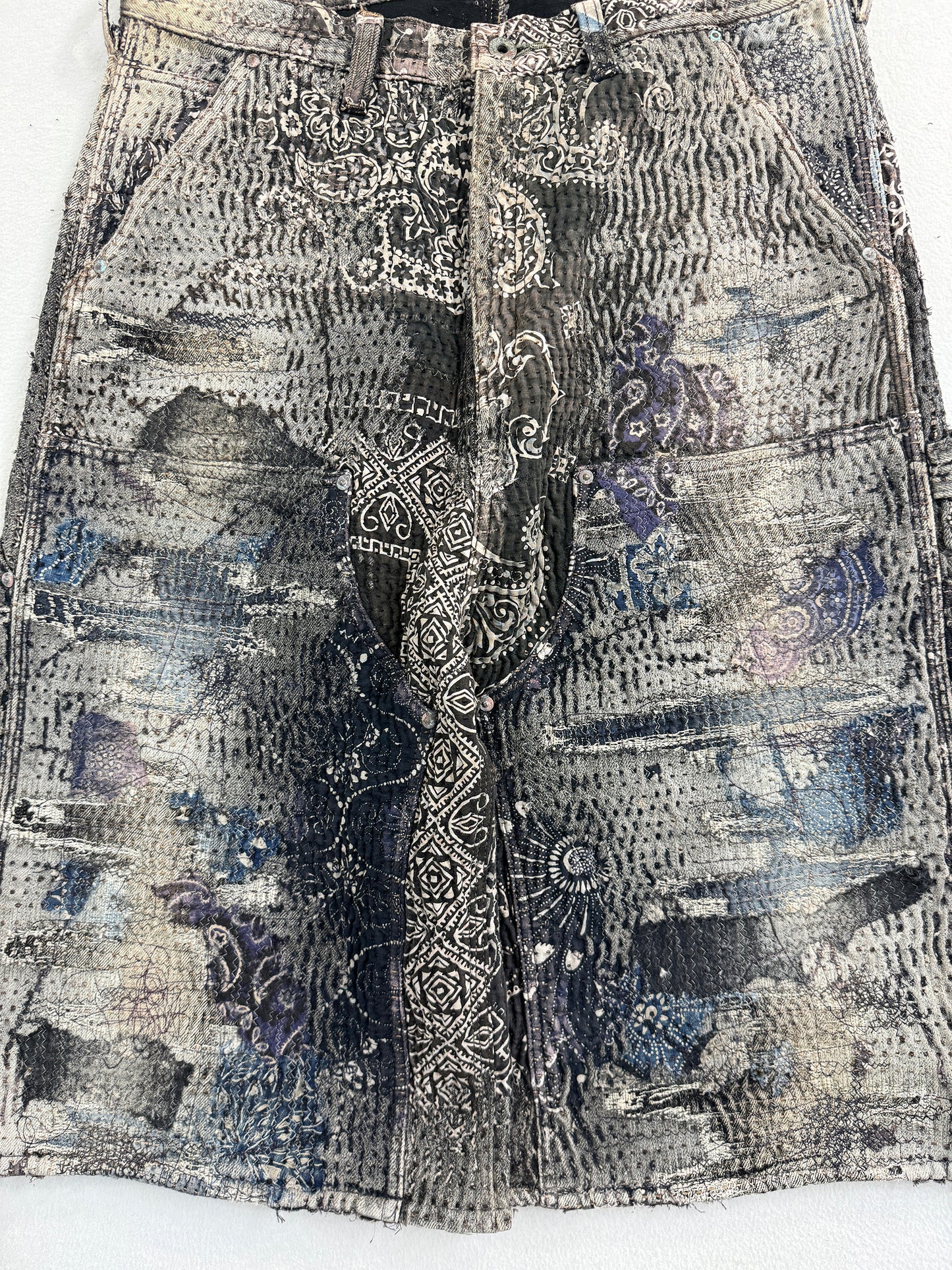 UROBOROS DOUBLE KNEE PAINTER SHORTS / BLACK