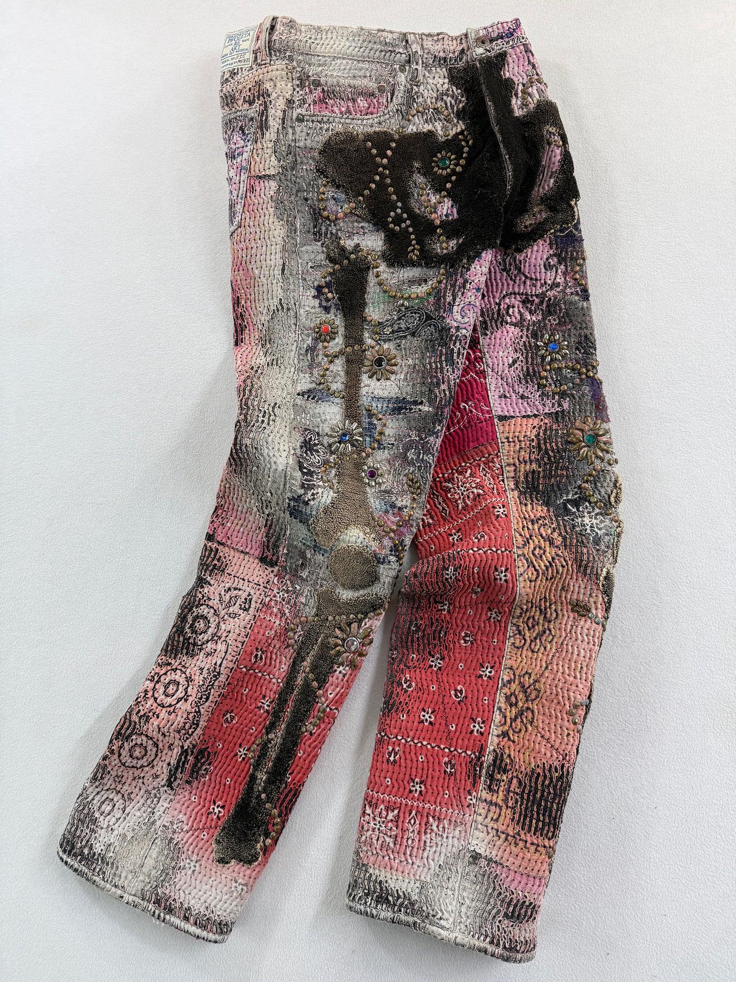 RULES BONE×FLOWER STUDS JEANS(DEATH&REBIRTH) / PINK