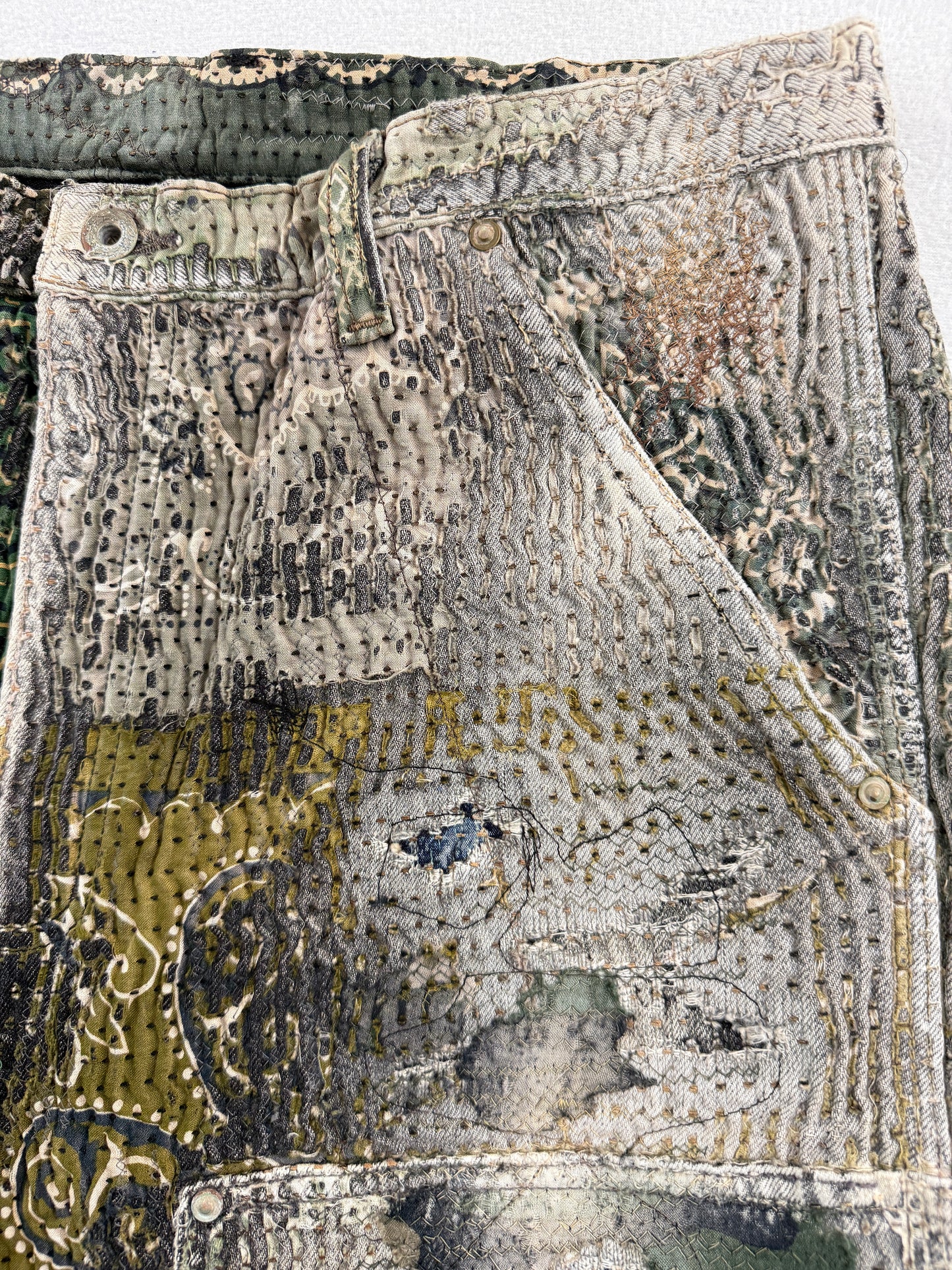 UROBOROS DOUBLE KNEE PAINTER PANTS / GREEN