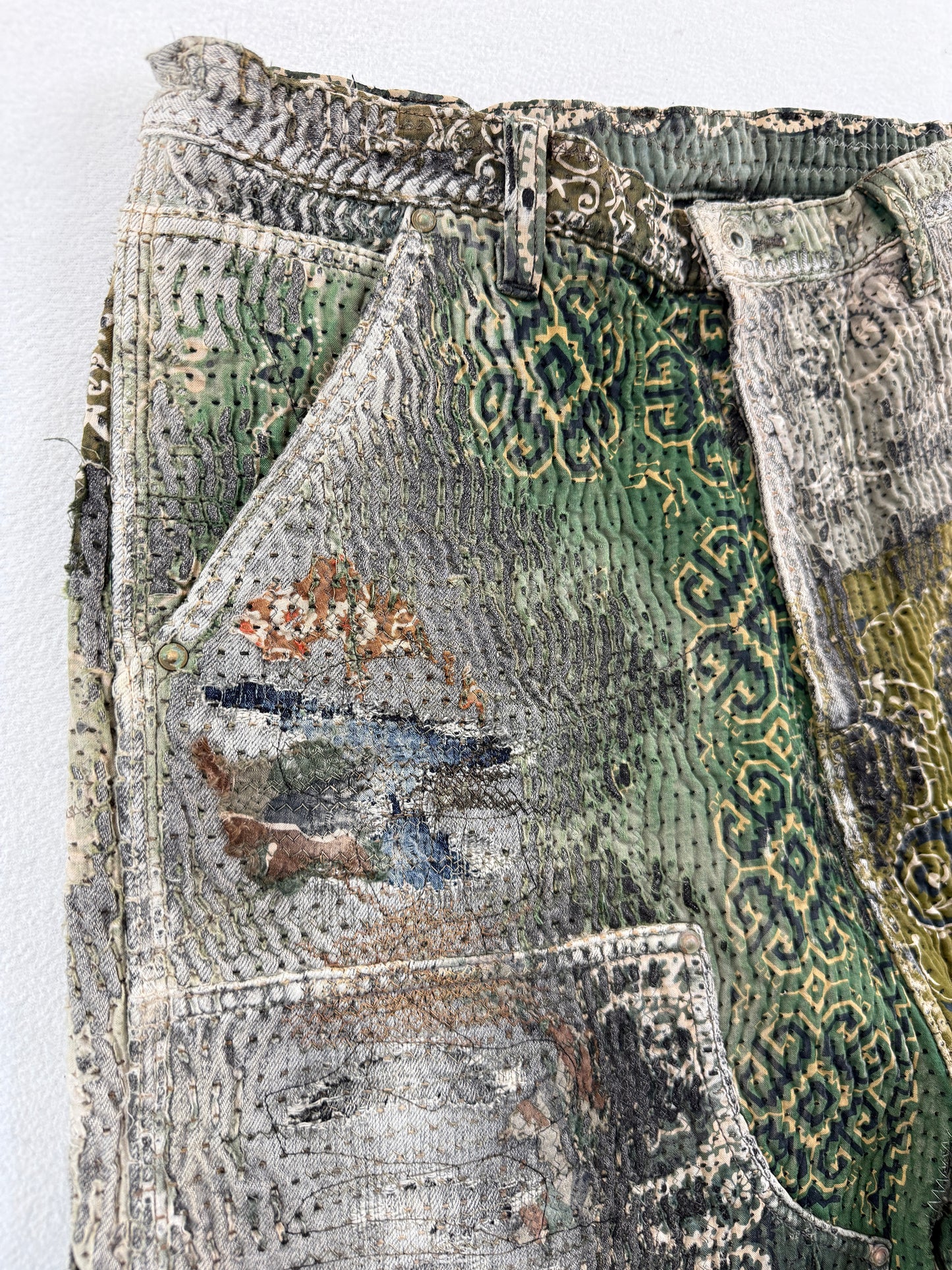 UROBOROS DOUBLE KNEE PAINTER PANTS / GREEN