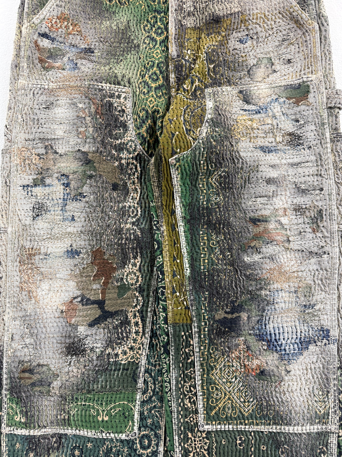 UROBOROS DOUBLE KNEE PAINTER PANTS / GREEN