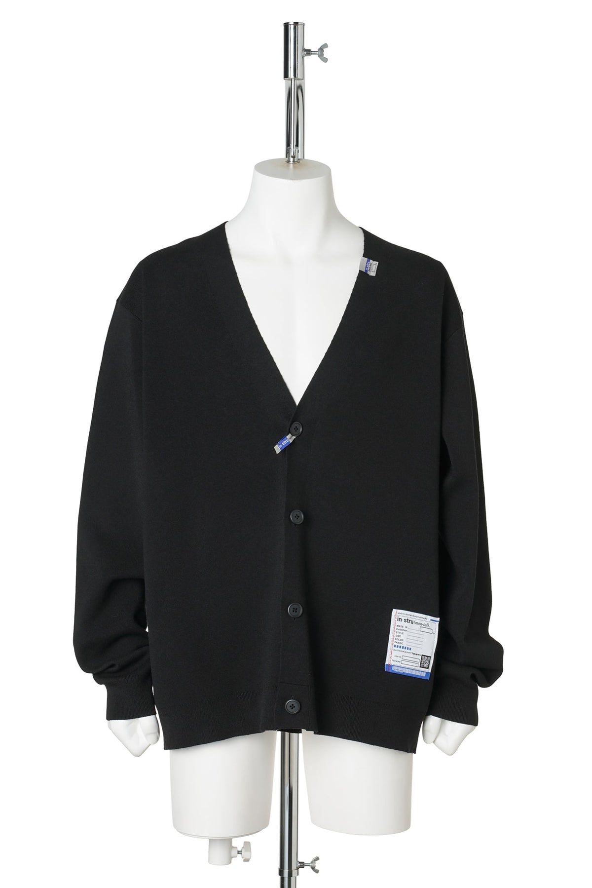 COTTON POLYESTER MILAN RIB CARDIGAN / BLACK