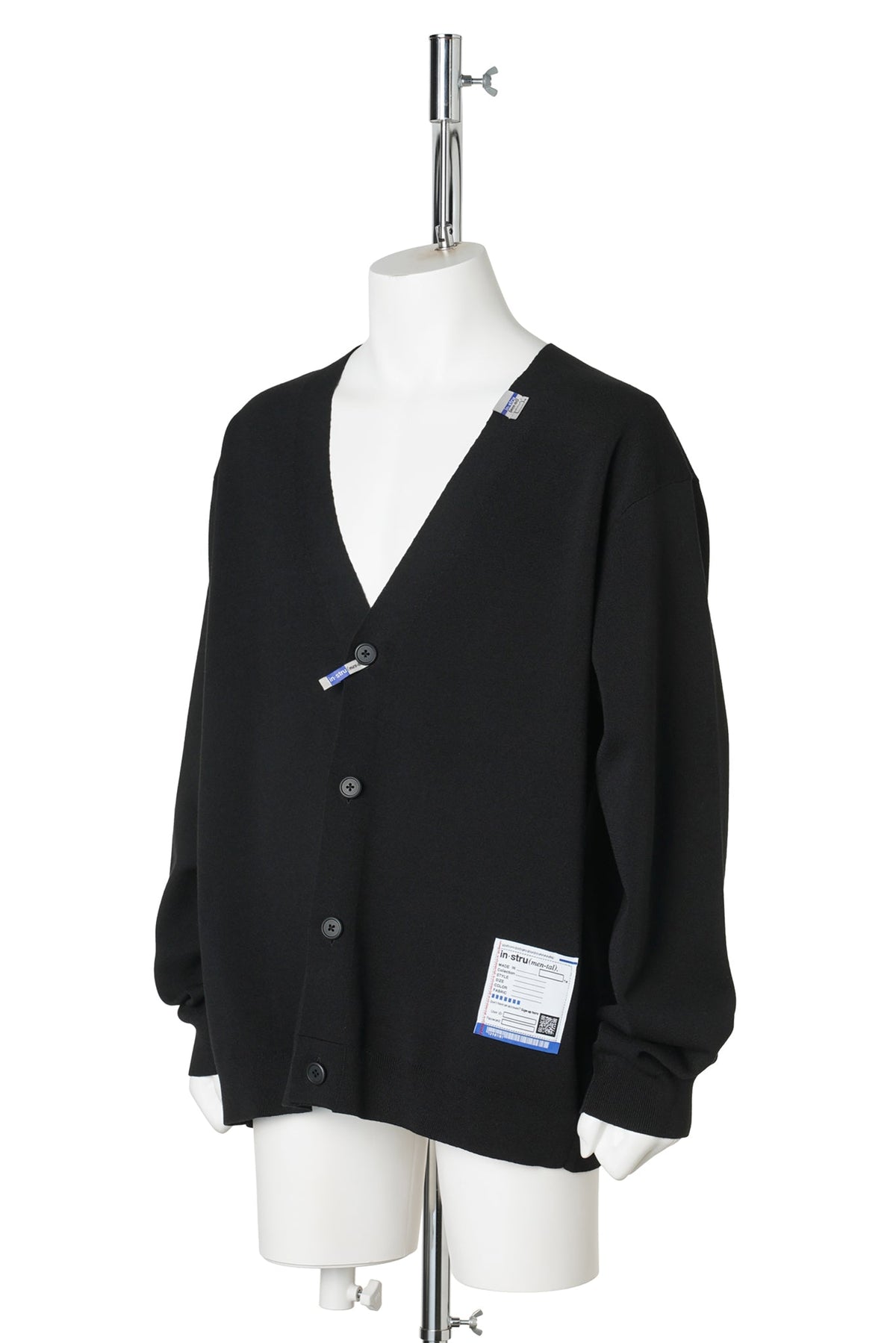 COTTON POLYESTER MILAN RIB CARDIGAN / BLACK