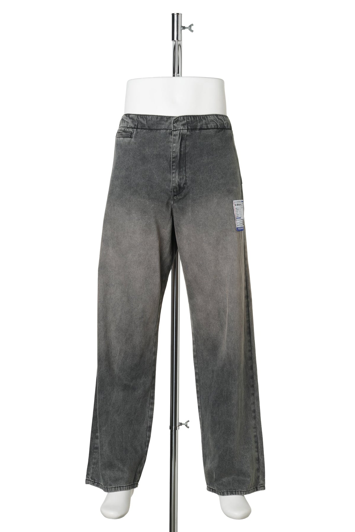 COTTON HERRINGBONE SUNFADED WIDE PANTS / BLACK