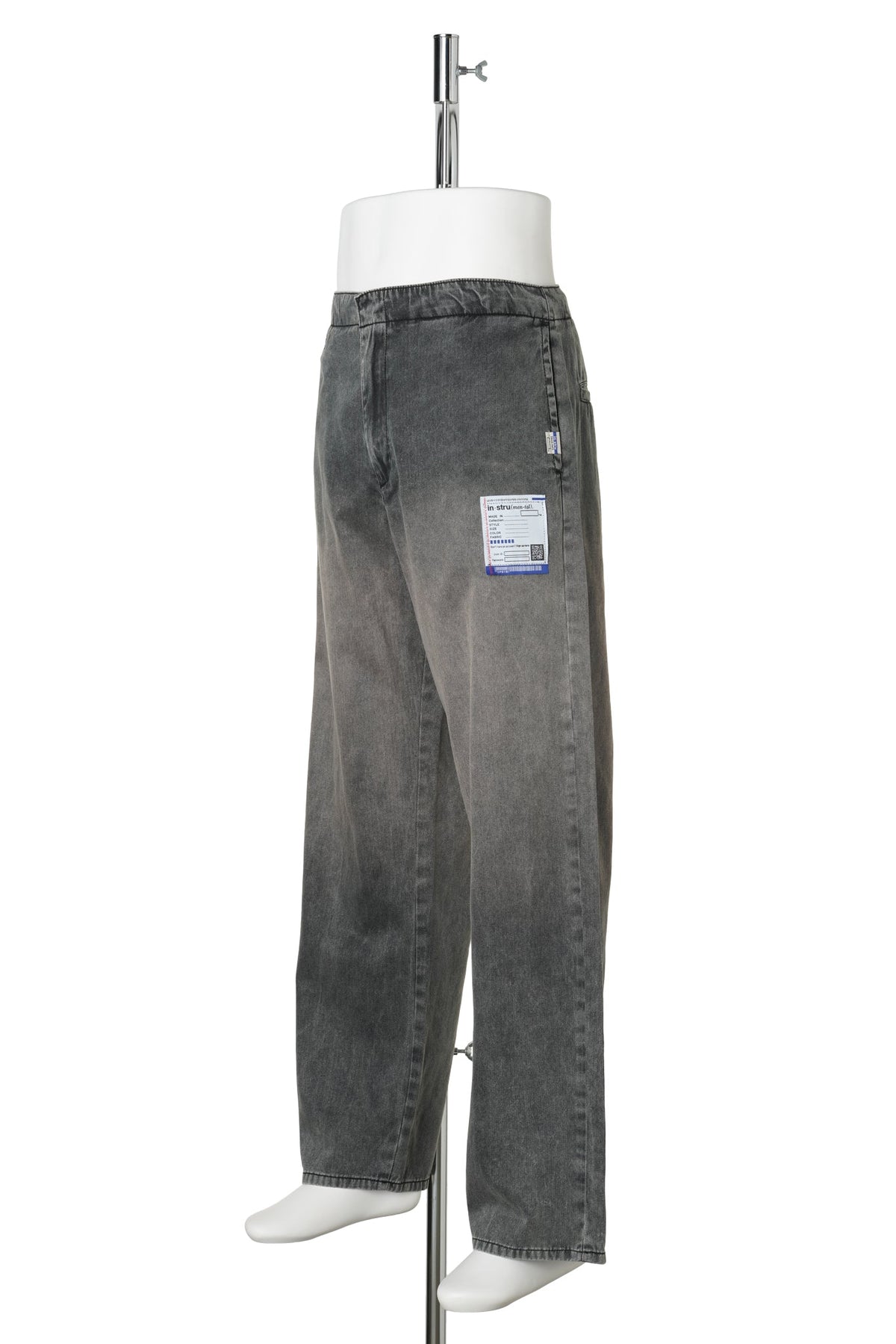 COTTON HERRINGBONE SUNFADED WIDE PANTS / BLACK