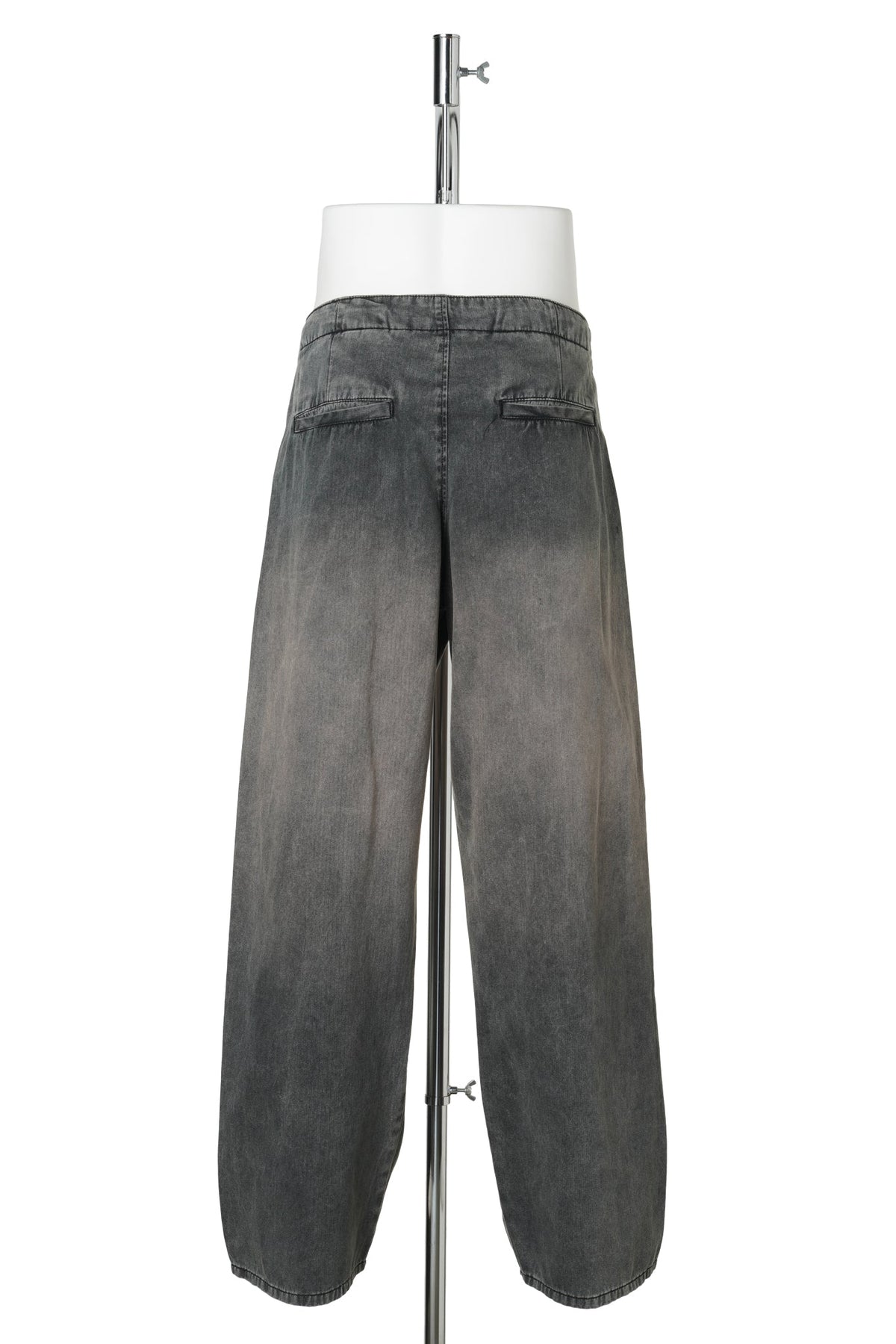 COTTON HERRINGBONE SUNFADED WIDE PANTS / BLACK