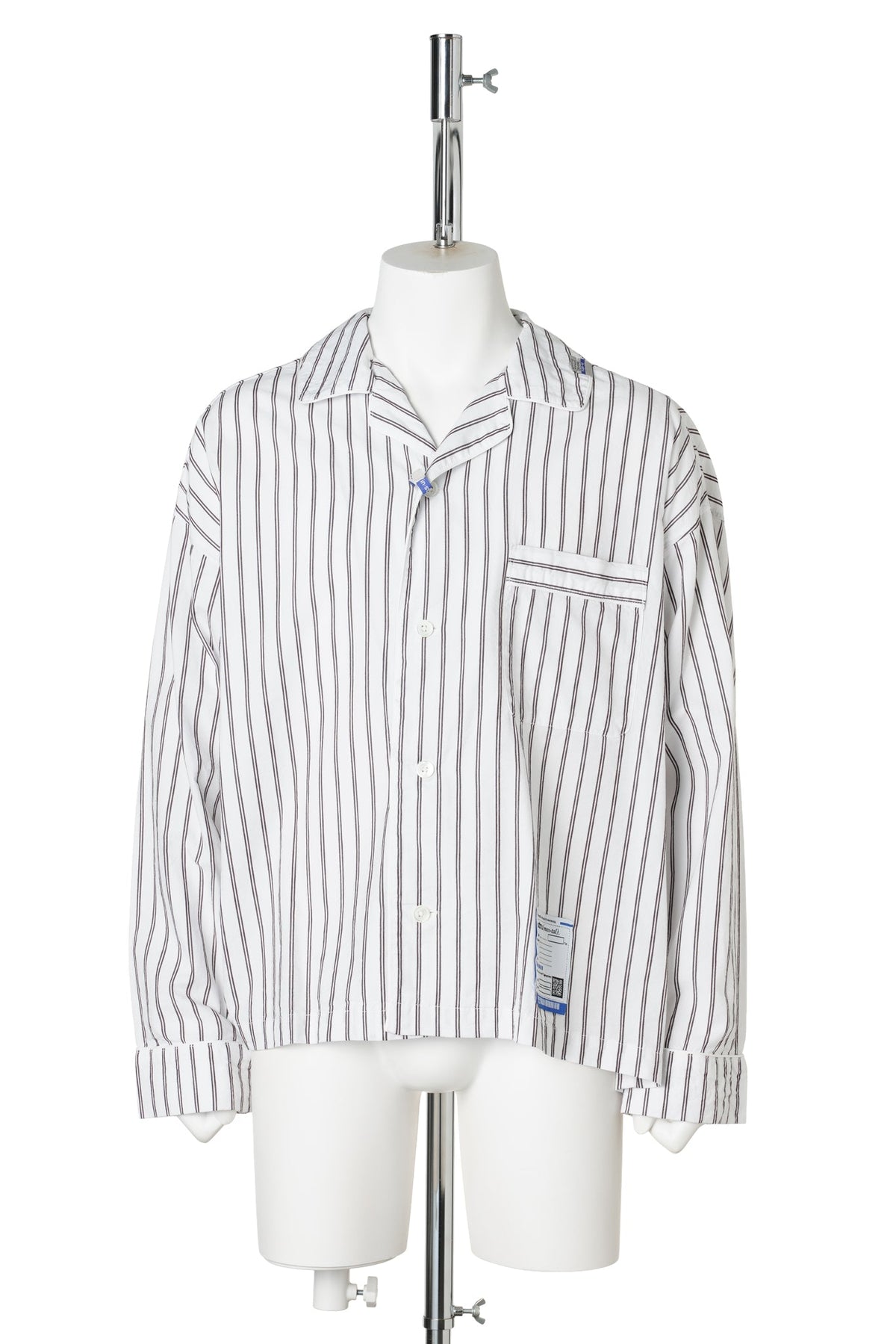 COTTON RAYON STRIPE LONG SHIRTS / WHITE