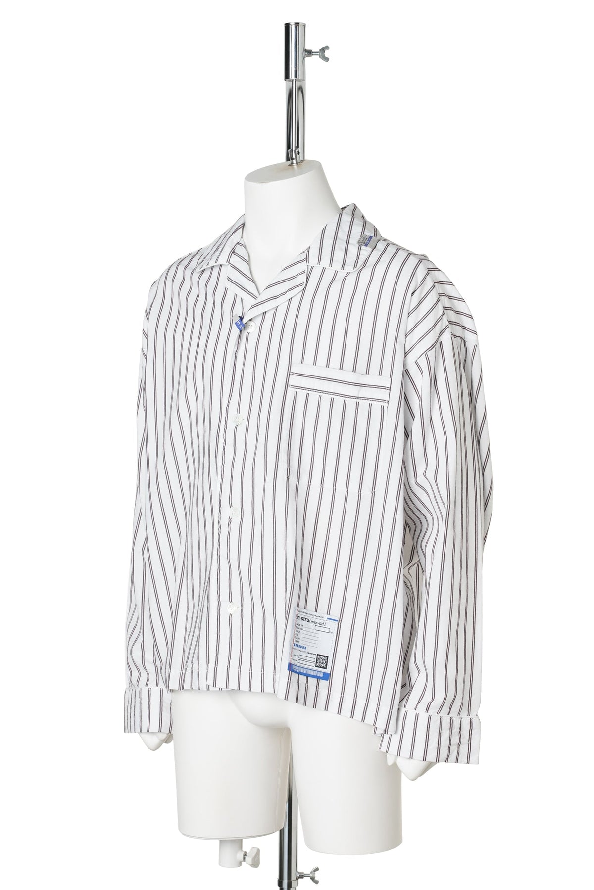 COTTON RAYON STRIPE LONG SHIRTS / WHITE