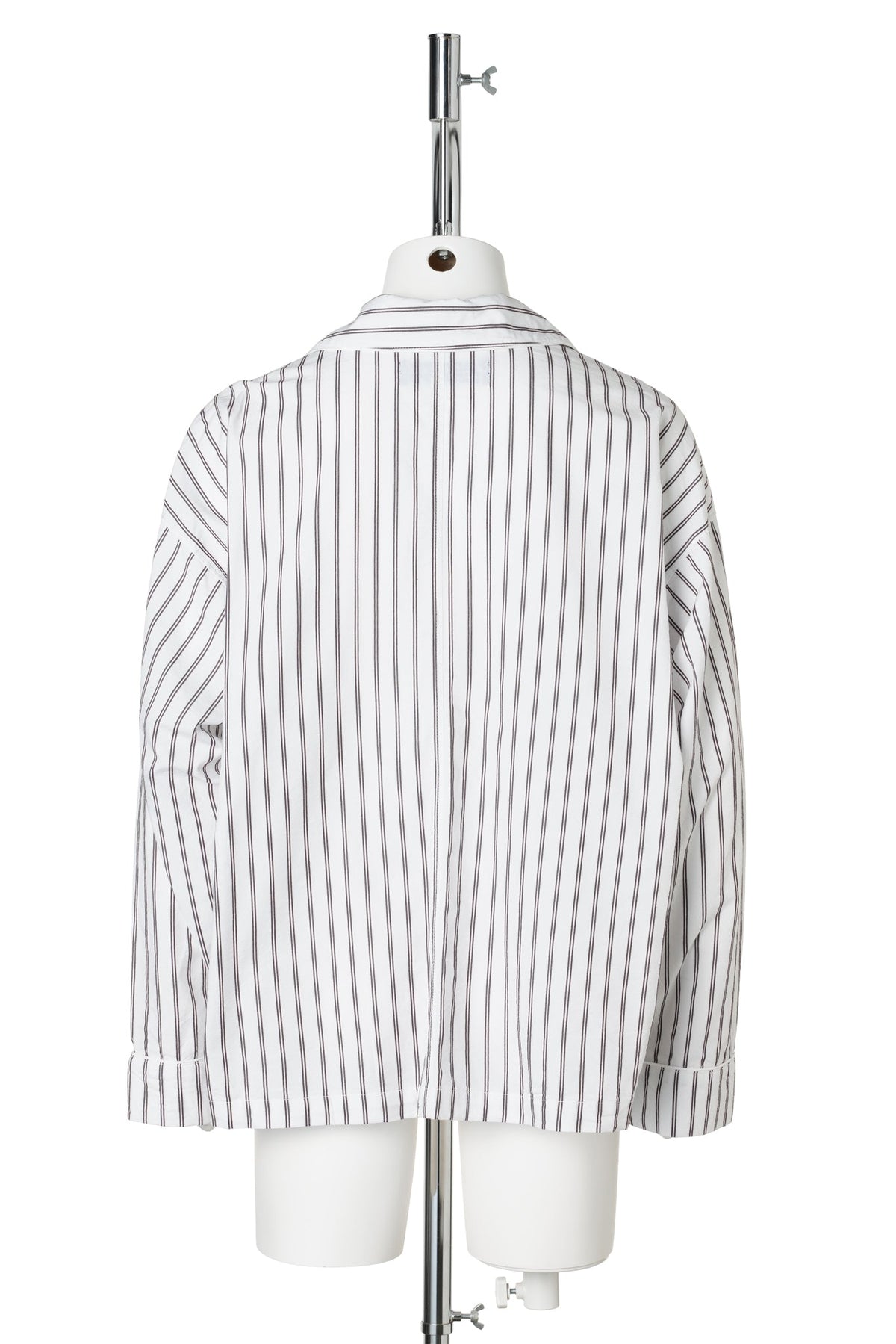 COTTON RAYON STRIPE LONG SHIRTS / WHITE