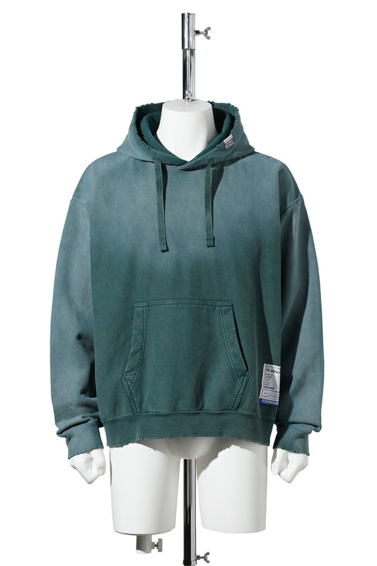FRENCH TERRY DISTRESSED HOODIE / GREEN