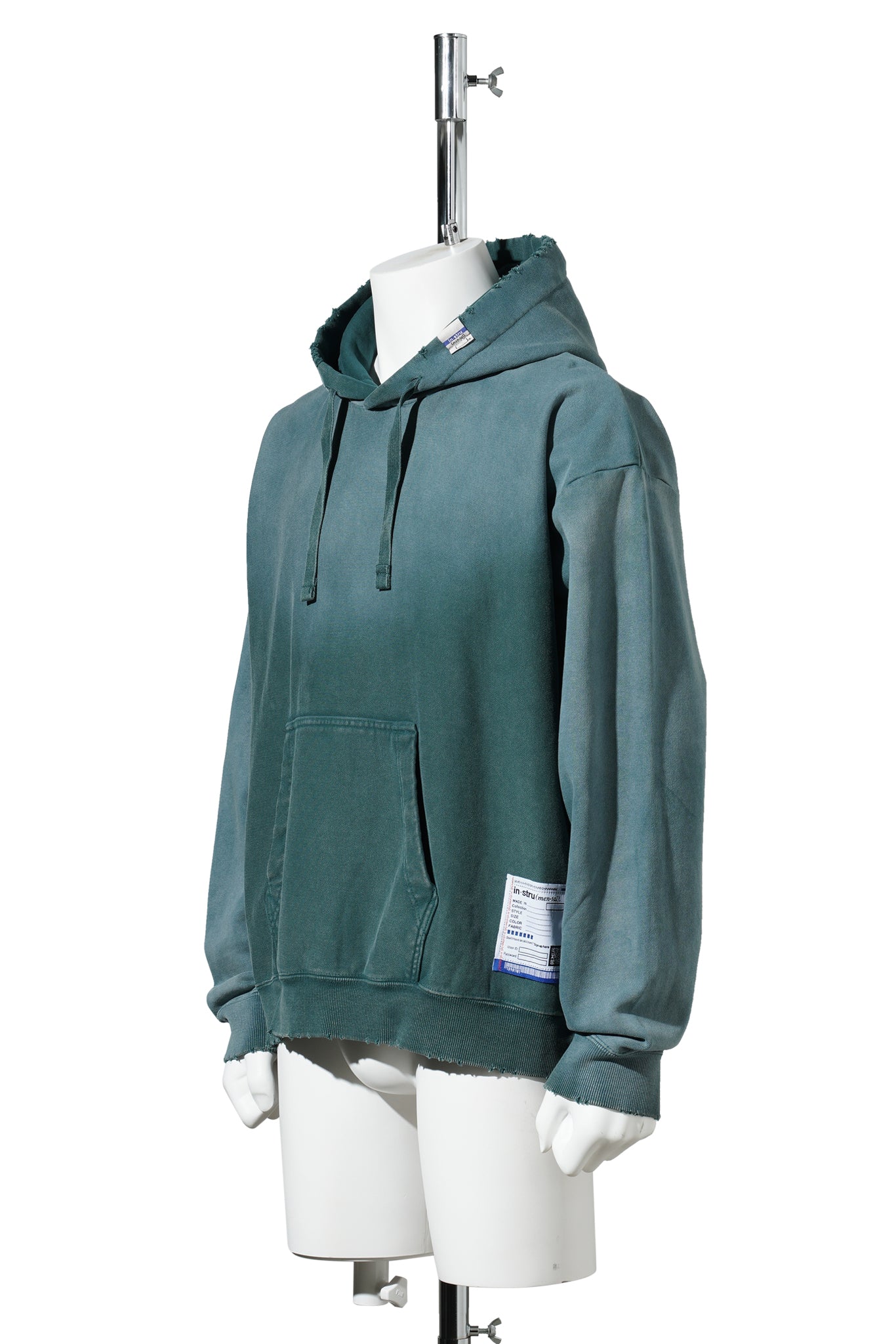 FRENCH TERRY DISTRESSED HOODIE / GREEN