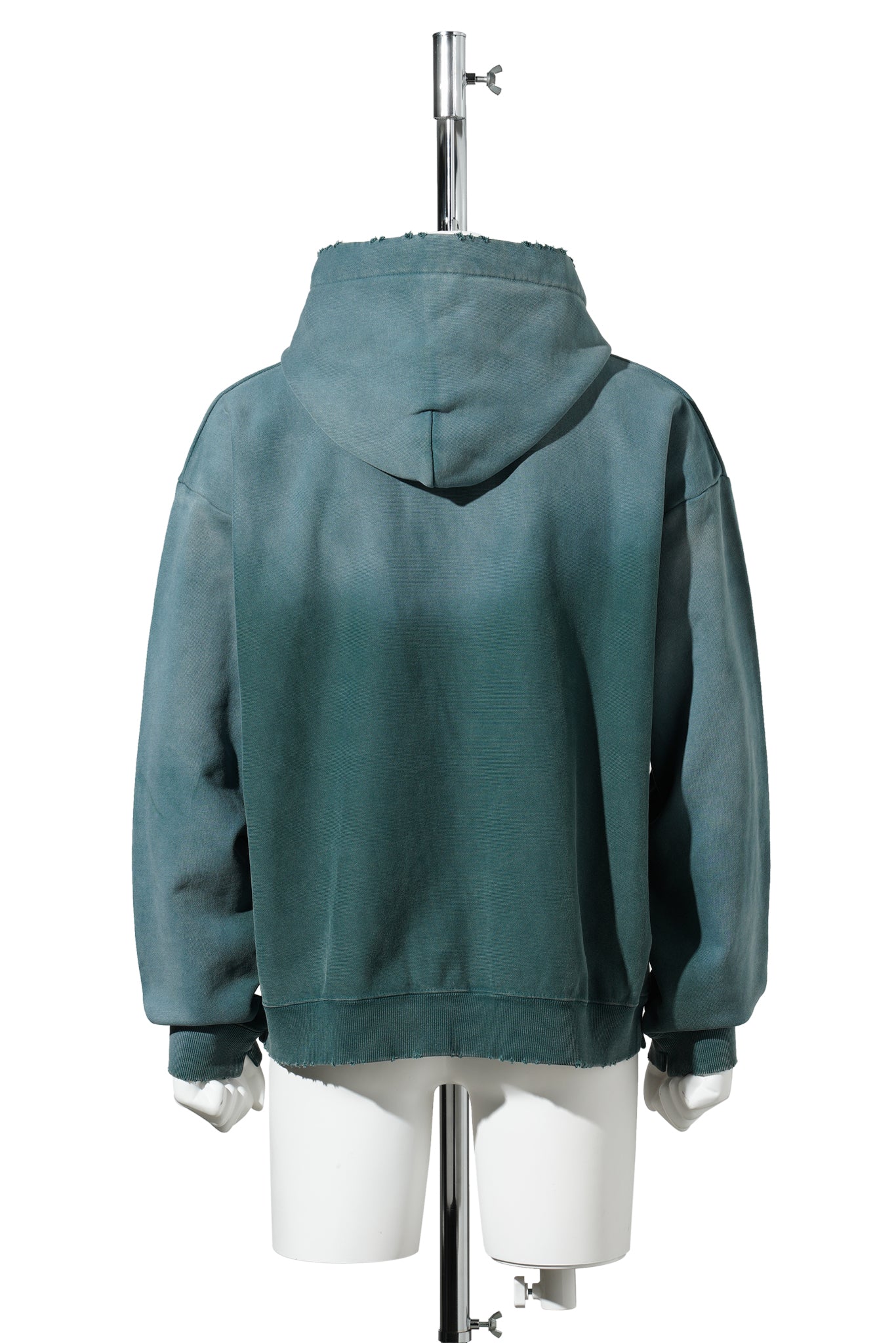 FRENCH TERRY DISTRESSED HOODIE / GREEN
